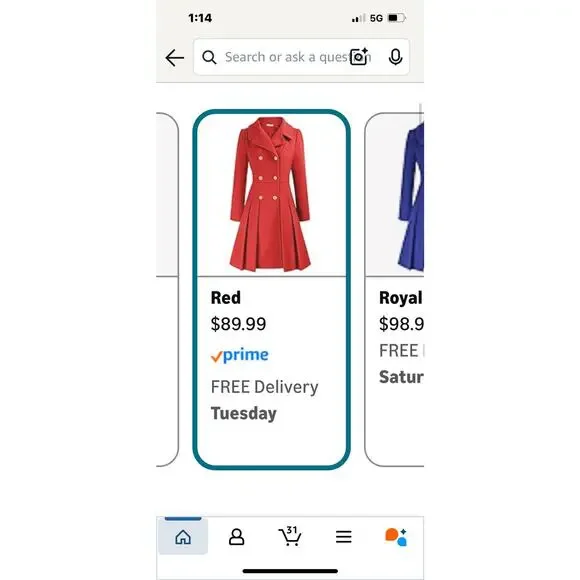 GRACE KARIN Women Lapel Double-Breasted Trench Coat Jacket Teal Red XL / New!! - Picture 6 of 16